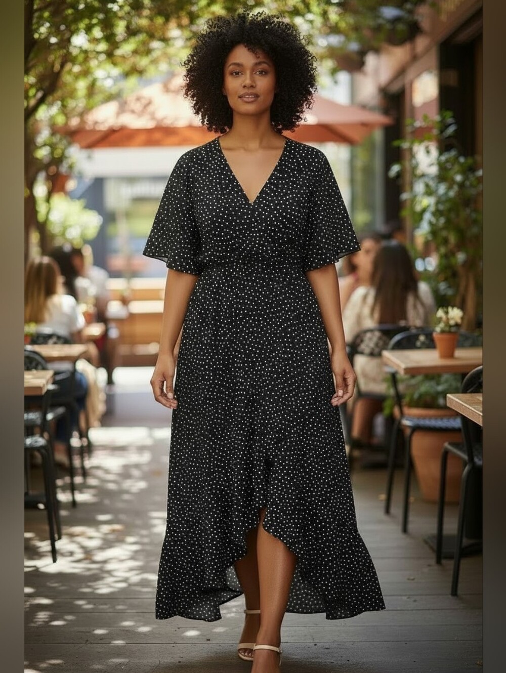 Hyfve Polka Dot Wrap Maxi Dress - Navy